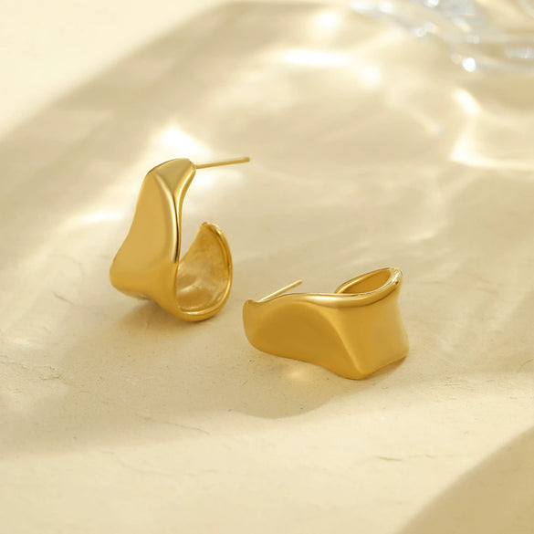 Wholesale Stainless Steel Geometric Twisted Cshaped Irregular Earrings For Women Electroplated Minimalist Fashion Ornaments