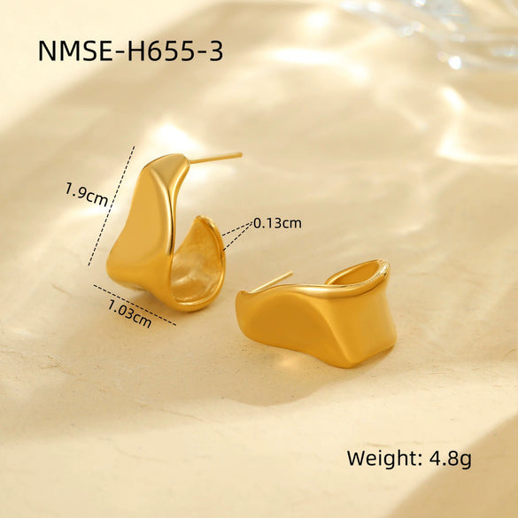 Wholesale Stainless Steel Geometric Twisted Cshaped Irregular Earrings For Women Electroplated Minimalist Fashion Ornaments
