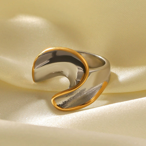 Wholesale Stainless Steel Geometric Twisted Irregular Rings Electroplated Hand Jewelry For Women