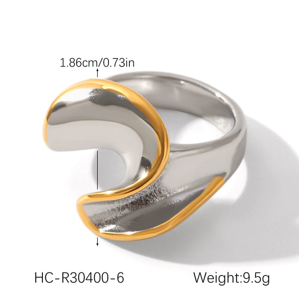 Wholesale Stainless Steel Geometric Twisted Irregular Rings Electroplated Hand Jewelry For Women