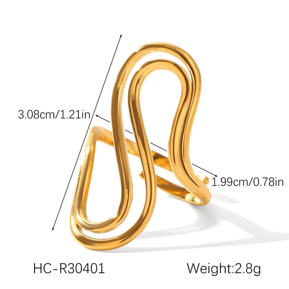 Wholesale Stainless Steel Geometric Twisted Irregular Rings Electroplated Hand Jewelry For Women
