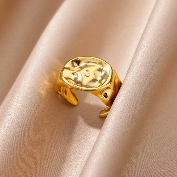 Wholesale Stainless Steel Geometric U Shape Portrait Ring Electroplated Waterproof Jewelry