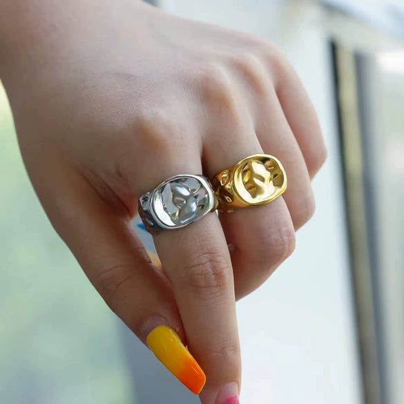 Wholesale Stainless Steel Geometric U Shape Portrait Ring Electroplated Waterproof Jewelry