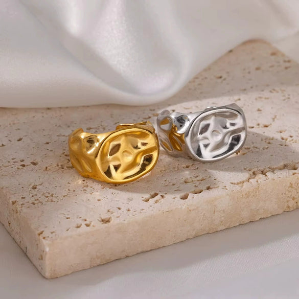 Wholesale Stainless Steel Geometric U Shape Portrait Ring Electroplated Waterproof Jewelry