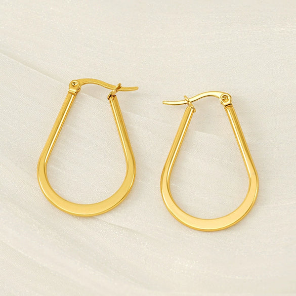 Wholesale 316L Stainless Steel Geometric U Shaped Electroplated Earrings For Women