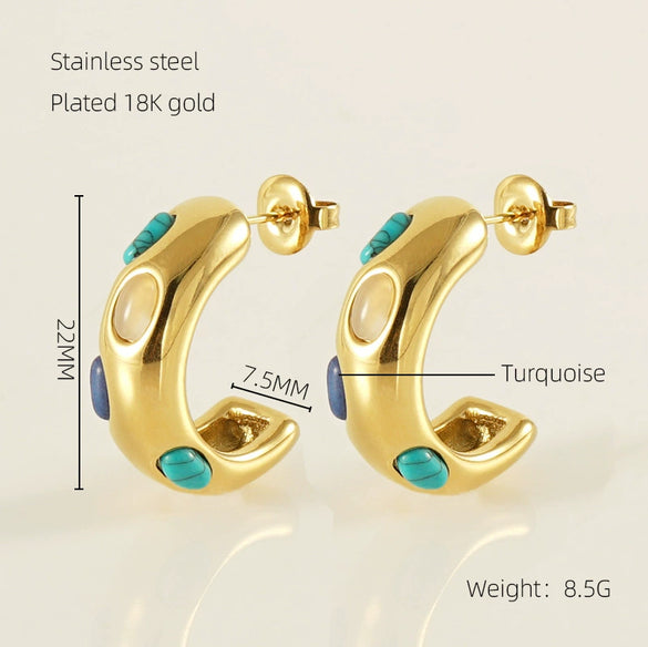 Wholesale 316L Stainless Steel Geometric Ushape Electroplated Retro Light Luxury Simple Fashion Women's Earrings