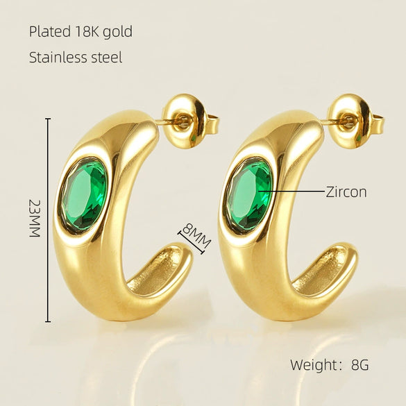 Wholesale 316L Stainless Steel Geometric Ushape Electroplated Retro Light Luxury Simple Fashion Women's Earrings