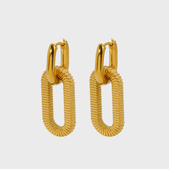 Wholesale Stainless Steel Geometric Ushape Square Stripe Chain Earrings For Women With Electroplating Treatment