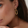Wholesale Stainless Steel Geometric Ushape Square Stripe Chain Earrings For Women With Electroplating Treatment