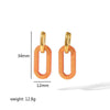 Wholesale Stainless Steel Geometric Ushape Square Stripe Chain Earrings For Women With Electroplating Treatment