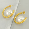 Wholesale Stainless Steel Geometric Ushaped And Cshaped Pearl Earrings Electroplated For Women Retro Versatile