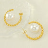Wholesale Stainless Steel Geometric Ushaped And Cshaped Pearl Earrings Electroplated For Women Retro Versatile