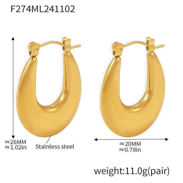 Wholesale Stainless Steel Geometric Ushaped Electroplated Gold Women's Earrings