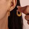 Wholesale Stainless Steel Geometric Ushaped Electroplated Gold Women's Earrings