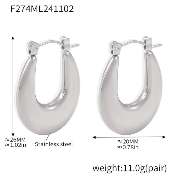 Wholesale Stainless Steel Geometric Ushaped Electroplated Gold Women's Earrings