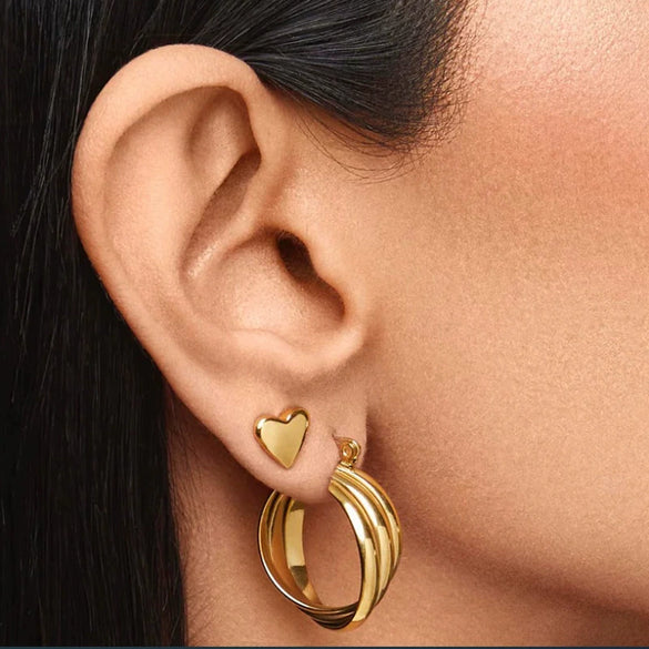 Wholesale Stainless Steel Geometric Ushaped Electroplated Multilayer Threeline Twisted Women's Earrings