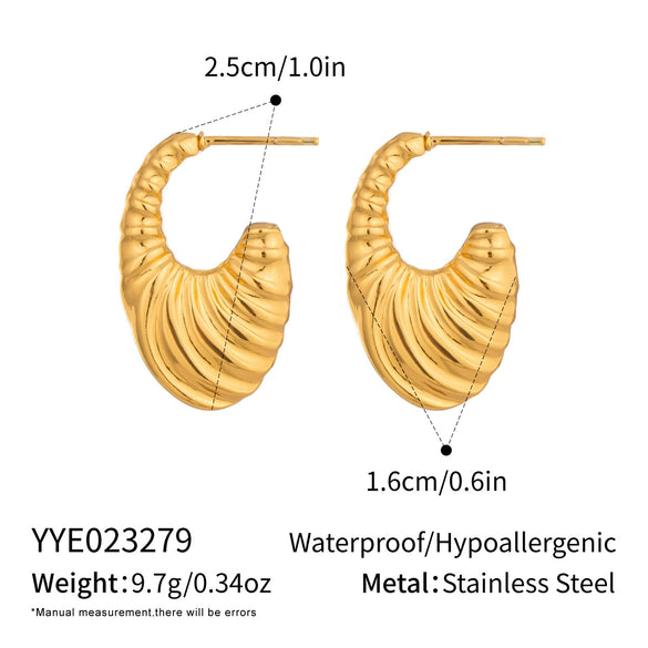 Wholesale Stainless Steel Geometric Ushaped 18K Gold Plated Earrings For Women