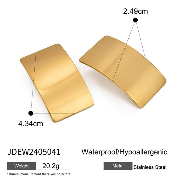 Wholesale Stainless Steel Geometric Vertical Rectangular Electroplated Earrings Luxury Trend Jewelry