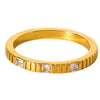Wholesale Stainless Steel Geometric Vertical Stripe 18K Gold Plated Stackable Ring For Women