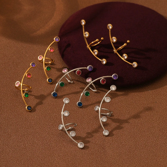 Wholesale Stainless Steel Geometric Vintage Electroplated Women's Ear Clips