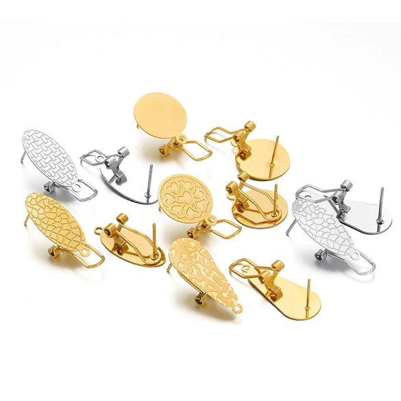 Wholesale Stainless Steel Geometric Water Drop Painting Ear Clip Jewelry