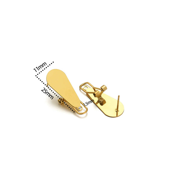 Wholesale Stainless Steel Geometric Water Drop Painting Ear Clip Jewelry