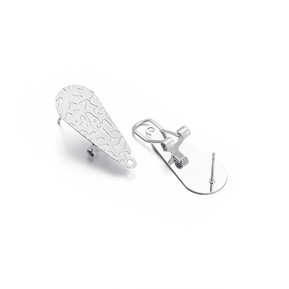 Wholesale Stainless Steel Geometric Water Drop Painting Ear Clip Jewelry