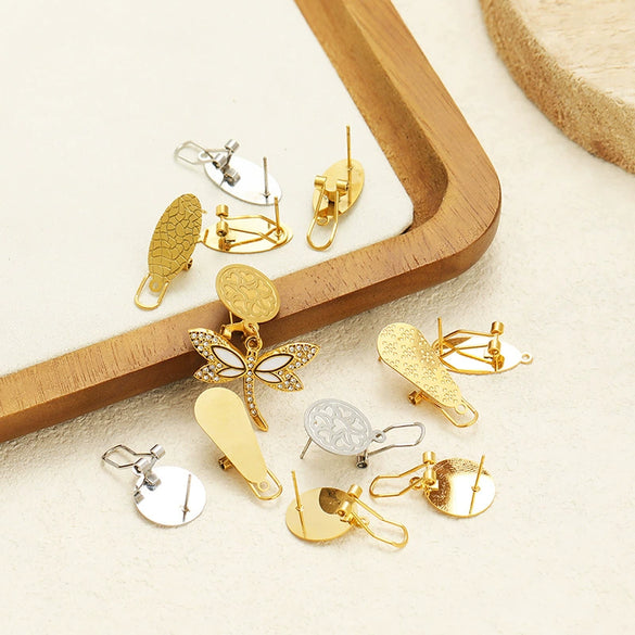 Wholesale Stainless Steel Geometric Water Drop Painting Ear Clip Jewelry