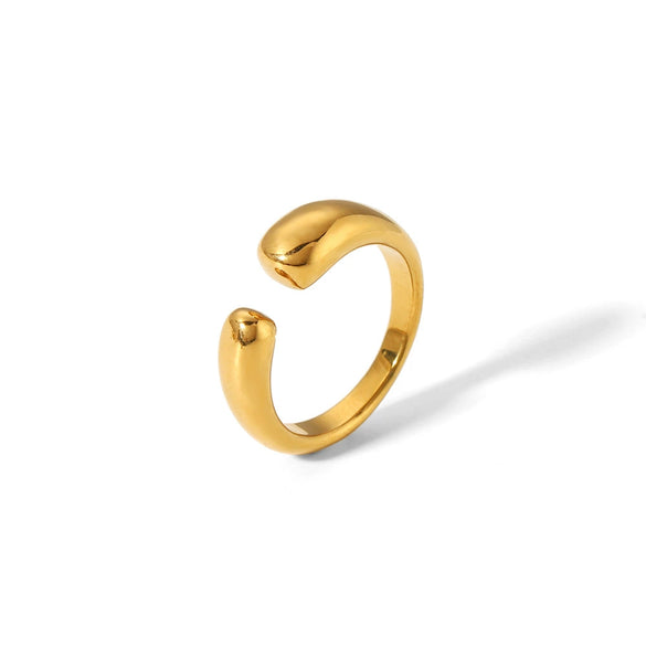 Wholesale Stainless Steel Geometric Water Drop Smooth Ring 18K Goldplated For Unisex Stackable