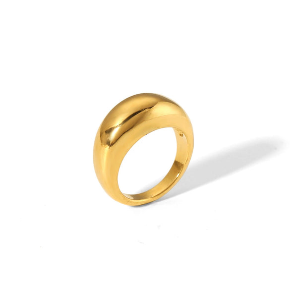 Wholesale Stainless Steel Geometric Water Drop Smooth Ring 18K Goldplated For Unisex Stackable