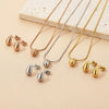 Wholesale Stainless Steel Geometric Water Drop Stud Earrings And Solid Necklace With Electroplating