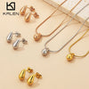Wholesale Stainless Steel Geometric Water Drop Stud Earrings And Solid Necklace With Electroplating