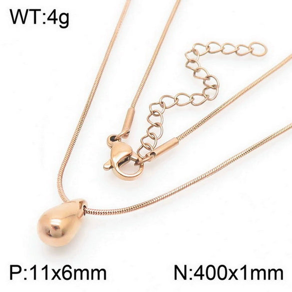 Wholesale Stainless Steel Geometric Water Drop Stud Earrings And Solid Necklace With Electroplating