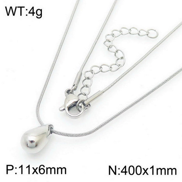 Wholesale Stainless Steel Geometric Water Drop Stud Earrings And Solid Necklace With Electroplating
