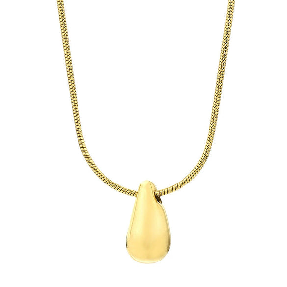 Wholesale Stainless Steel Geometric Water Drop Stud Earrings And Solid Necklace With Electroplating