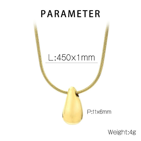 Wholesale Stainless Steel Geometric Water Drop Stud Earrings And Solid Necklace With Electroplating