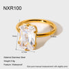 Wholesale Stainless Steel Geometric Water Drop Zircon Ring With Pvd 18K Gold Finish For Women