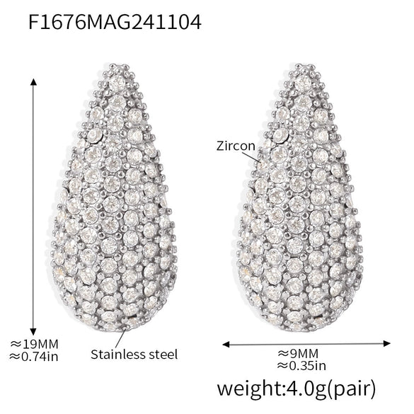 Wholesale Stainless Steel Geometric Water Drops Earrings Pvd Plated 18K Gold For Women