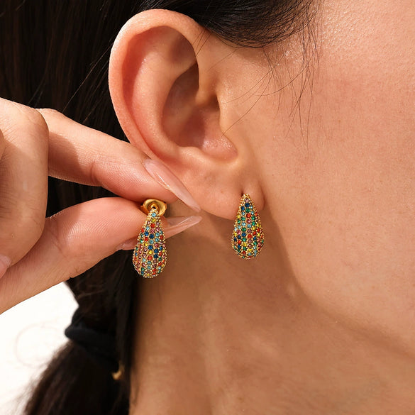 Wholesale Stainless Steel Geometric Water Drops Earrings Pvd Plated 18K Gold For Women