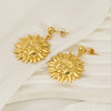 Wholesale 316L Stainless Steel Geometric Water Plated Women's Smiley Face Sunflower Earrings
