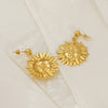 Wholesale 316L Stainless Steel Geometric Water Plated Women's Smiley Face Sunflower Earrings