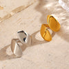 Wholesale Stainless Steel Geometric Wave Exaggerated Open Water Drop Ring For Women Electroplated Hip Hop Minimalist Style