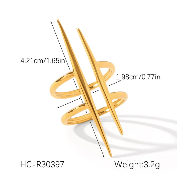 Wholesale Stainless Steel Geometric Wave Open Ring Electroplated Hand Jewelry For Women