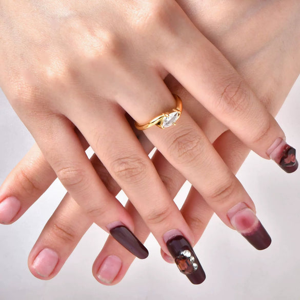 Wholesale Stainless Steel Geometric Wave Ring With Electroplating For Women