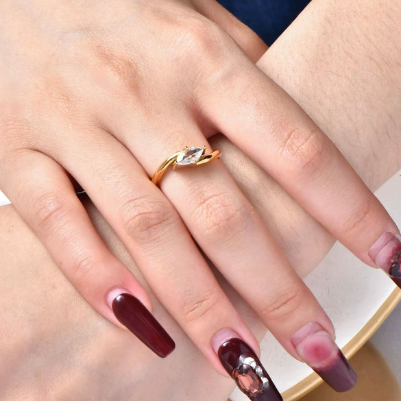 Wholesale Stainless Steel Geometric Wave Ring With Electroplating For Women