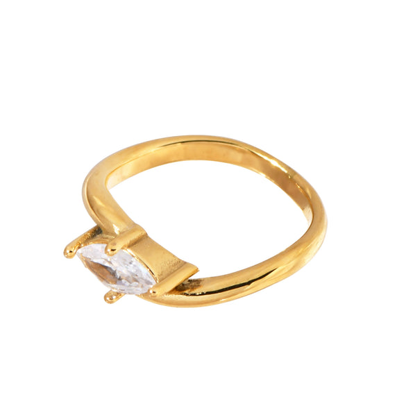 Wholesale Stainless Steel Geometric Wave Ring With Electroplating For Women