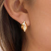 Wholesale Stainless Steel Geometric Waveshaped Rhinestone Electroplated Earrings For Women