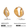 Wholesale Stainless Steel Geometric Waveshaped Rhinestone Electroplated Earrings For Women