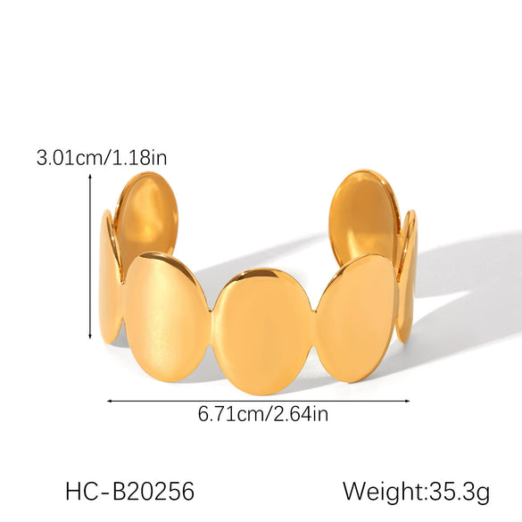 Wholesale Stainless Steel Geometric Wide Oval Light Luxury Simple Bracelet With Electroplating