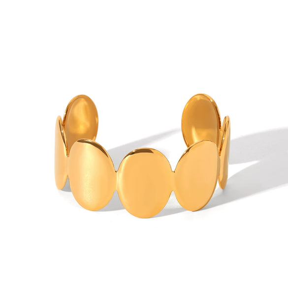 Wholesale Stainless Steel Geometric Wide Oval Light Luxury Simple Bracelet With Electroplating